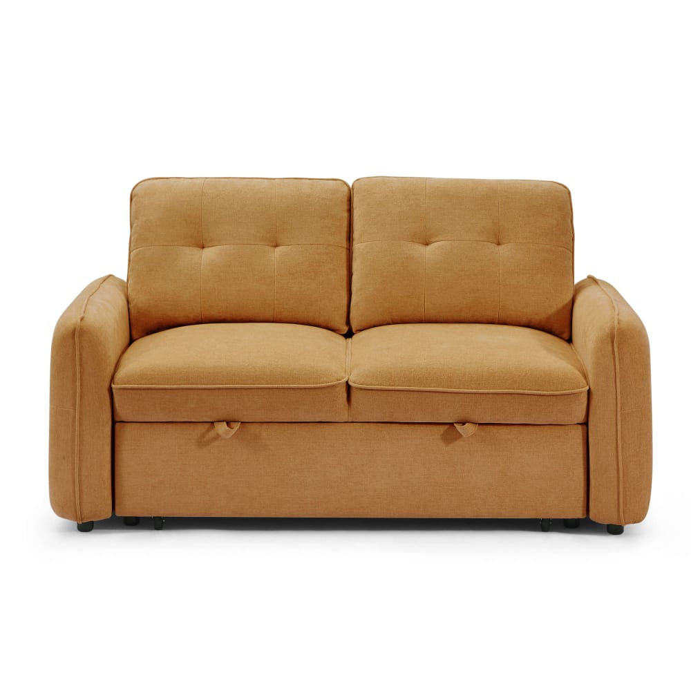 Canapé droit convertible - tissu orange