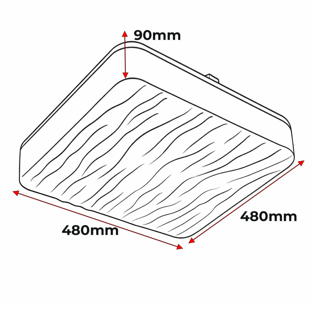 Plafonnier LED carré moderne acrylique blanc 48 cm 40W télécommande — vue 4