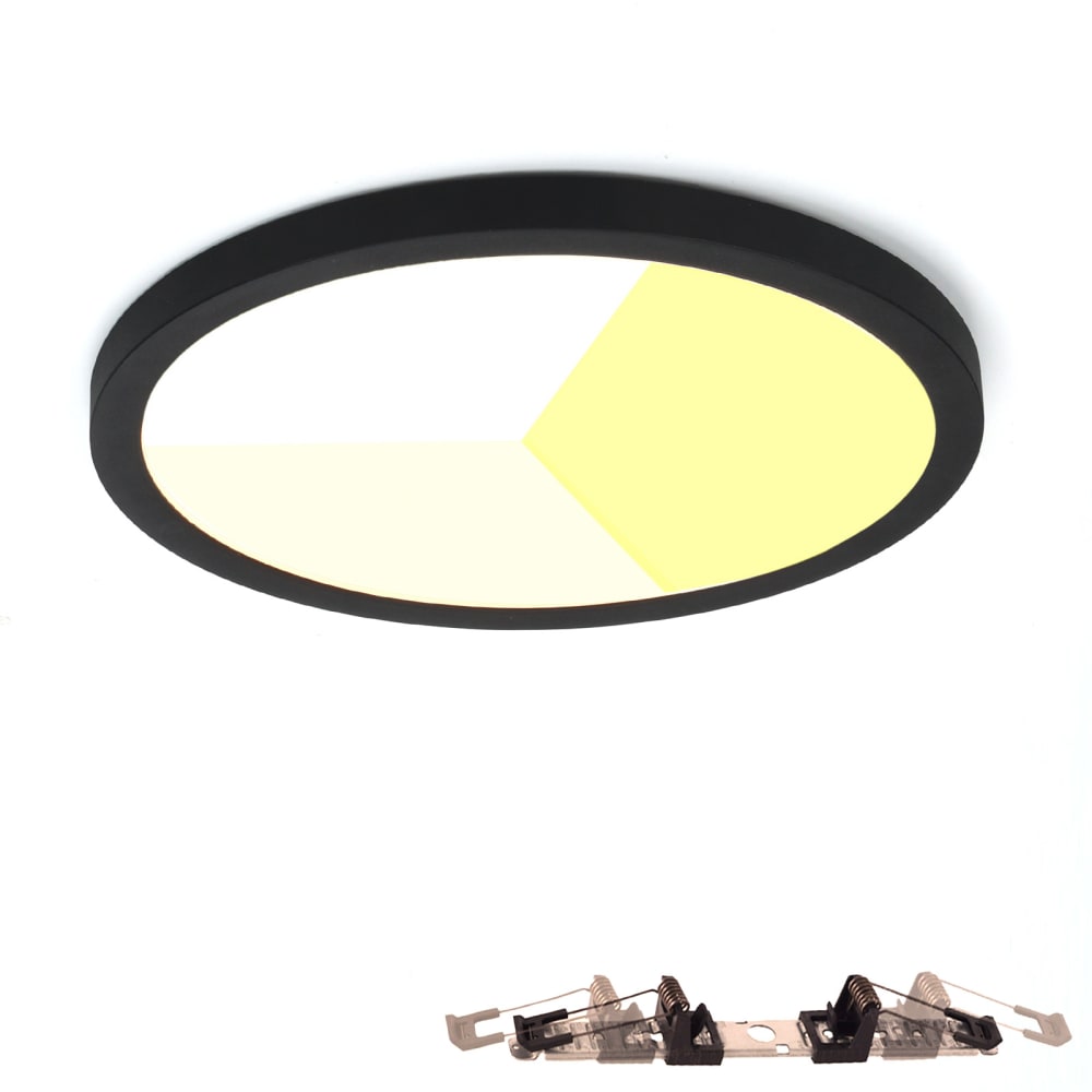 Plafonnier LED moderne plastique noir 30 cm 24W CCT IP44