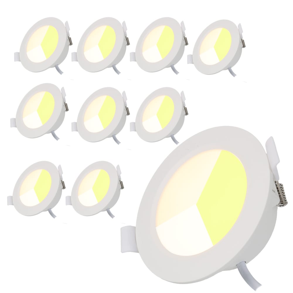 Pack 10 downlights LED encastrables blanc 5W CCT IP44