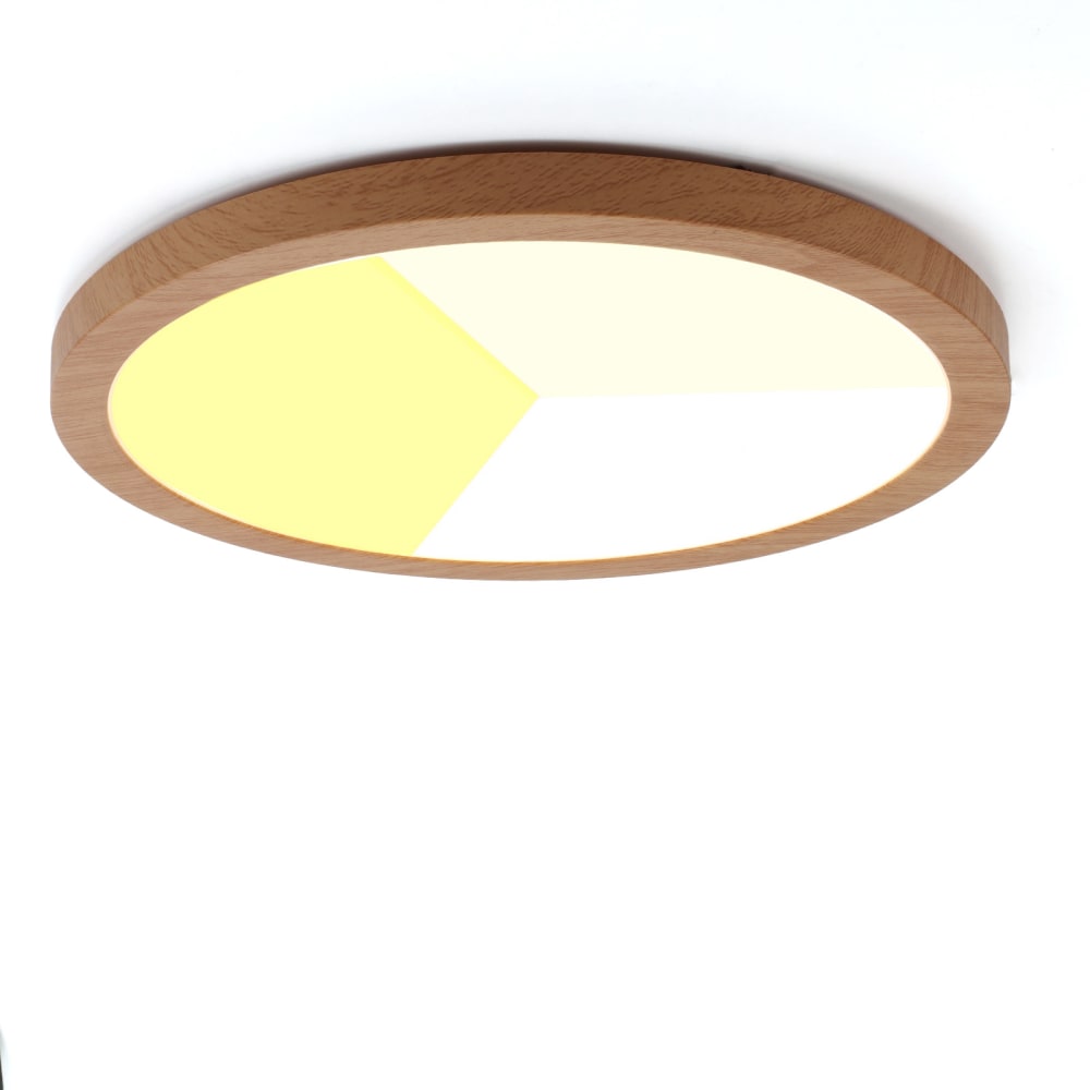 Plafonnier LED moderne plastique effet bois 30 cm 24W CCT IP44