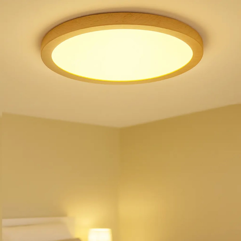 Plafonnier LED moderne plastique effet bois 30 cm 24W CCT IP44 — vue 3