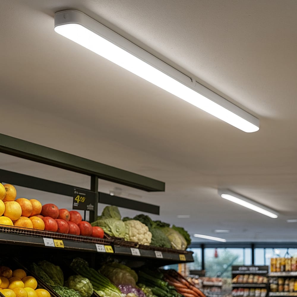 LED Feuchtraumleuchte Industrie weiß 90 cm 45W 6000K - Maisons Du