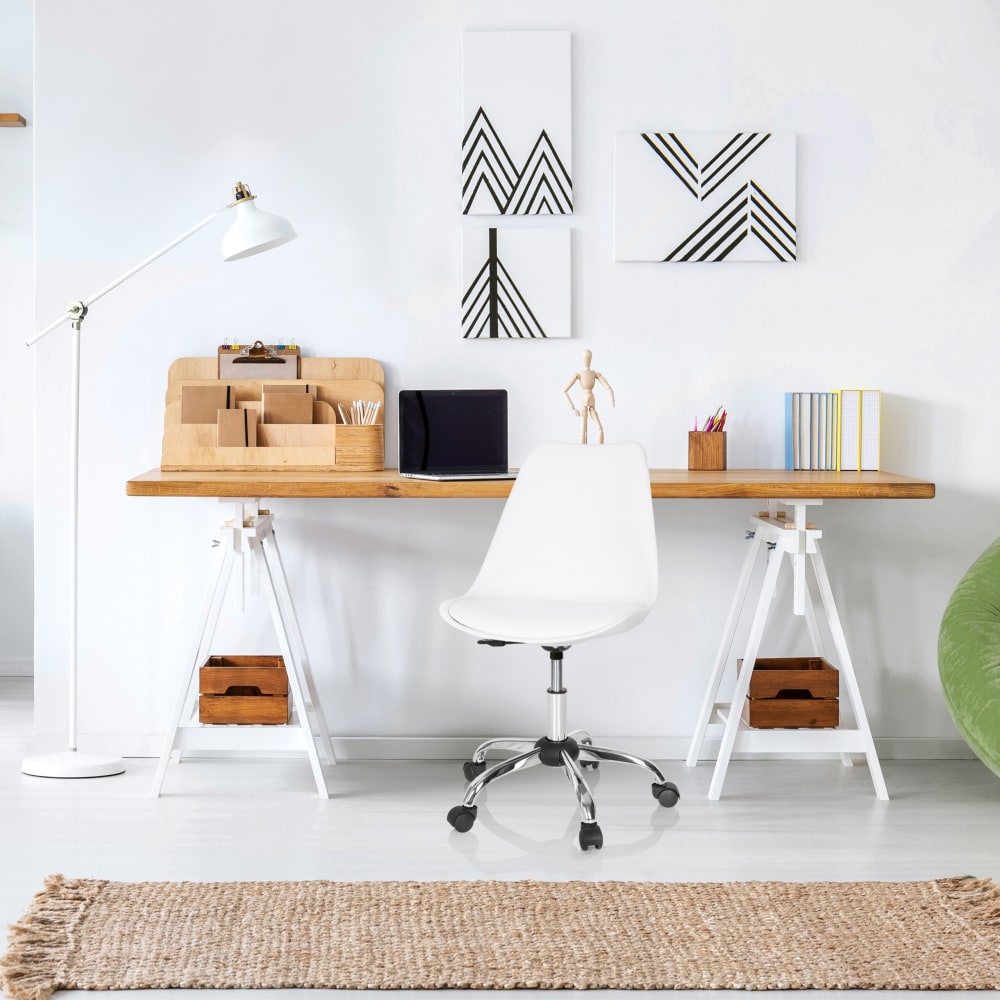 Home Office Bürostuhl aus Kunstleder, Weiß - Maisons Du Monde