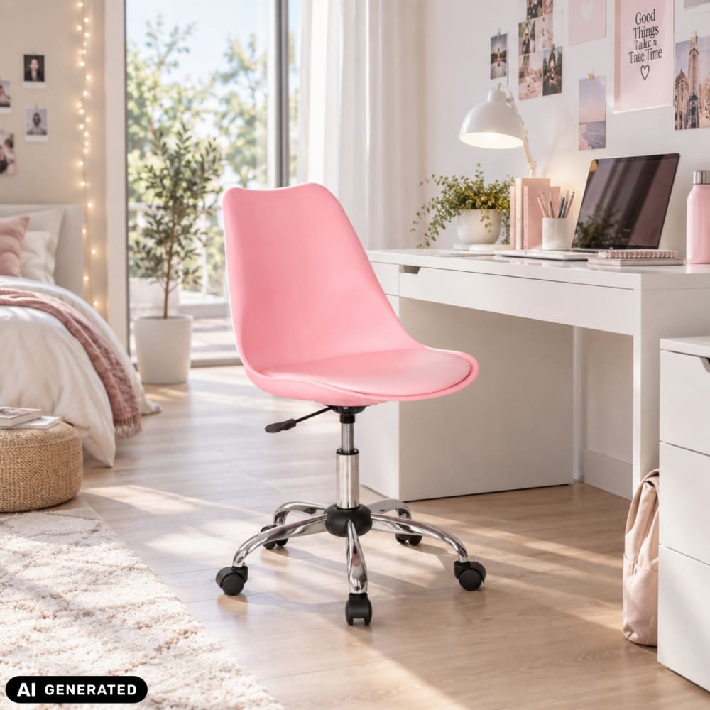 hjh OFFICE Home Office Bürostuhl aus Kunstleder, Pink Rosa Stoff