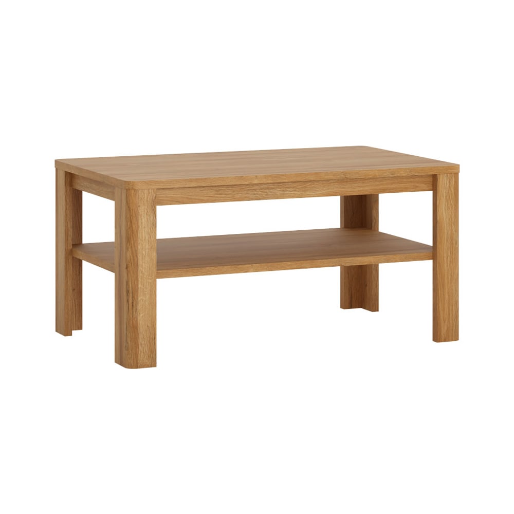 Feldmann-Wohnen Couchtisch aus Holz 100x65x50cm, Grandson Eiche style modern Braun Spanplatte