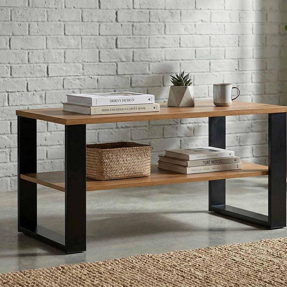 Couchtisch Lamia Mit Ablagefach 100x56x48cm, Eiche Wotan /