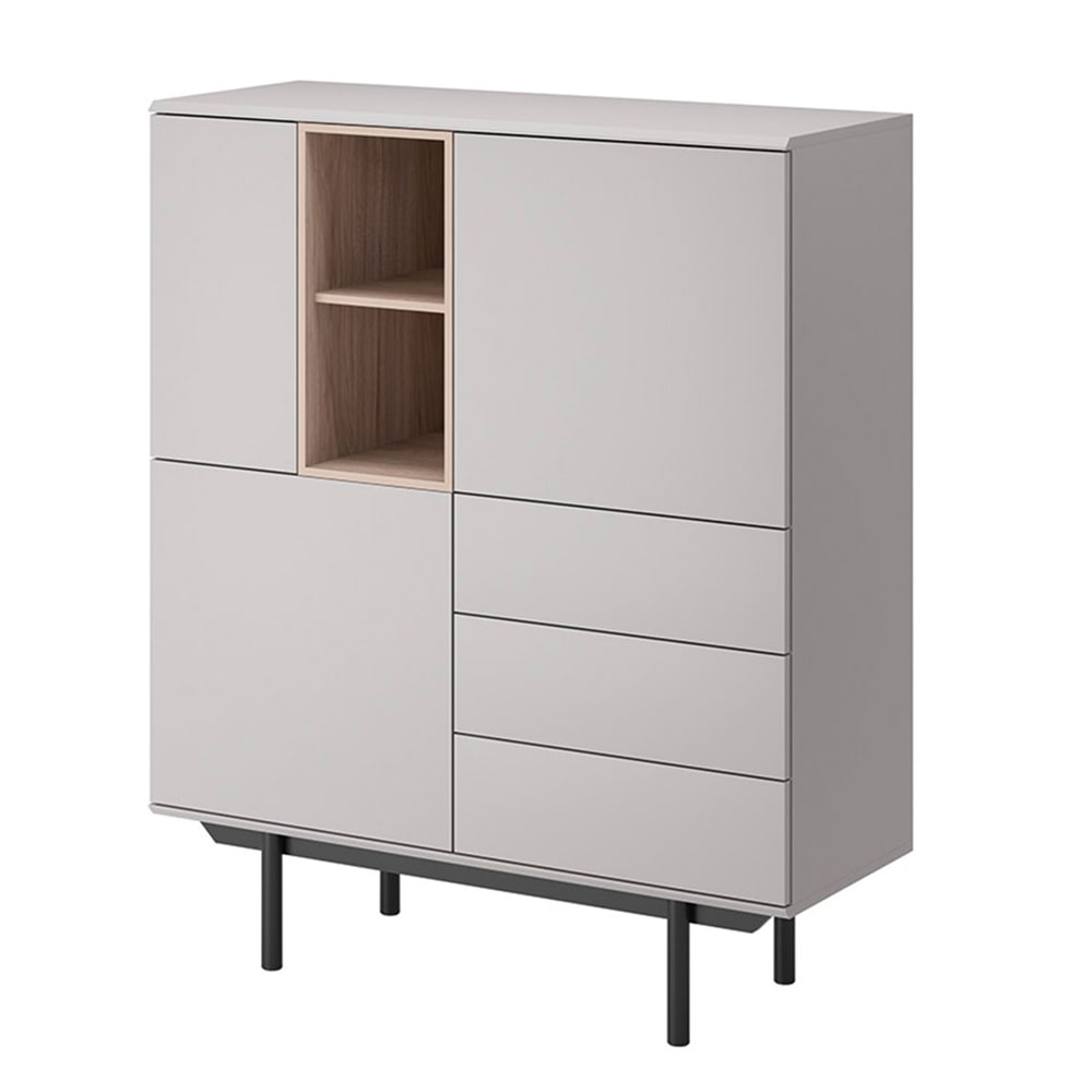 Feldmann-Wohnen Highboard Inox aus Holz 100x40x121cm grau / Jackson Hickory style modern - Spanplatte
