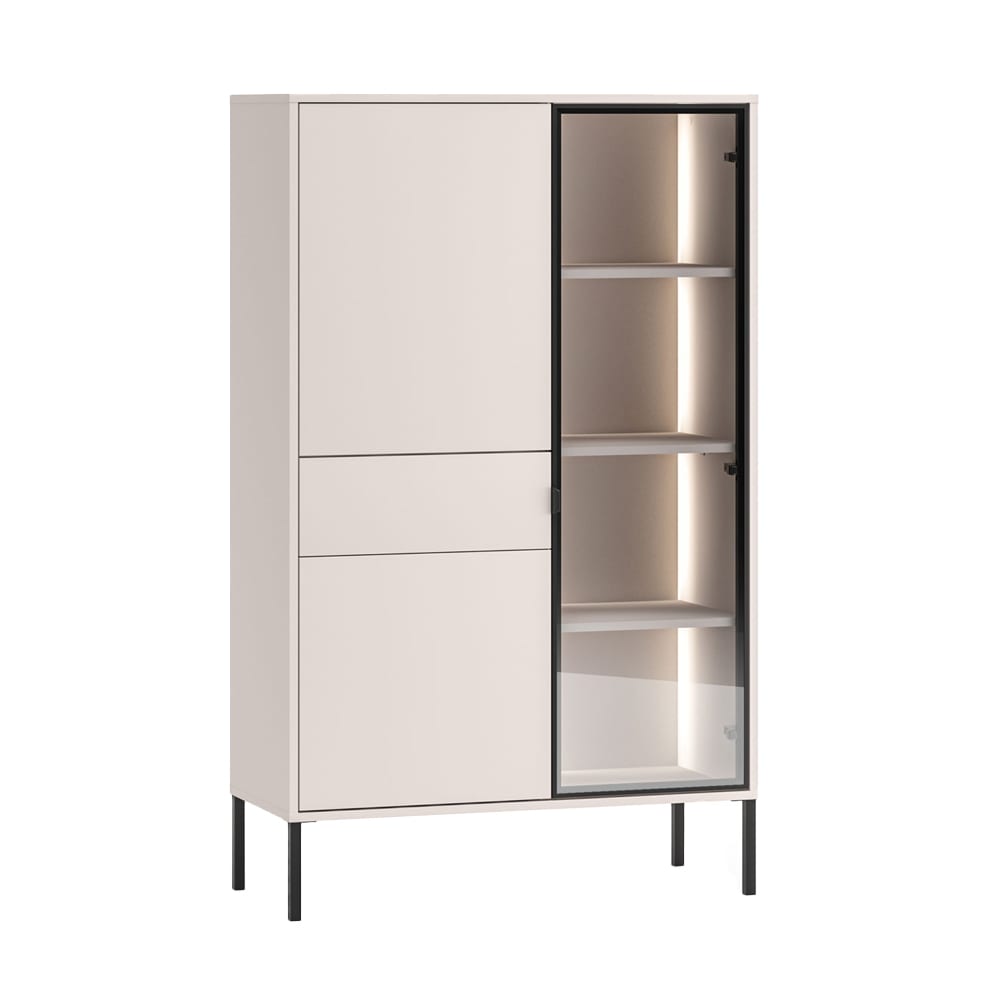Feldmann-Wohnen Vitrine aus Spanplatte, Kaschmir 92x40x150cm style modern Beige Spanplatte