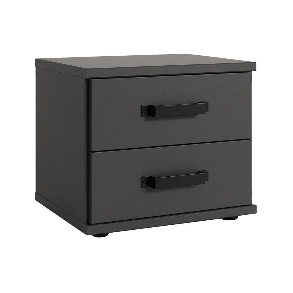 Feldmann-Wohnen Nachtkommode Nottingham mit Schubladen 46x40x38cm graphit style modern Grau Spanplatte