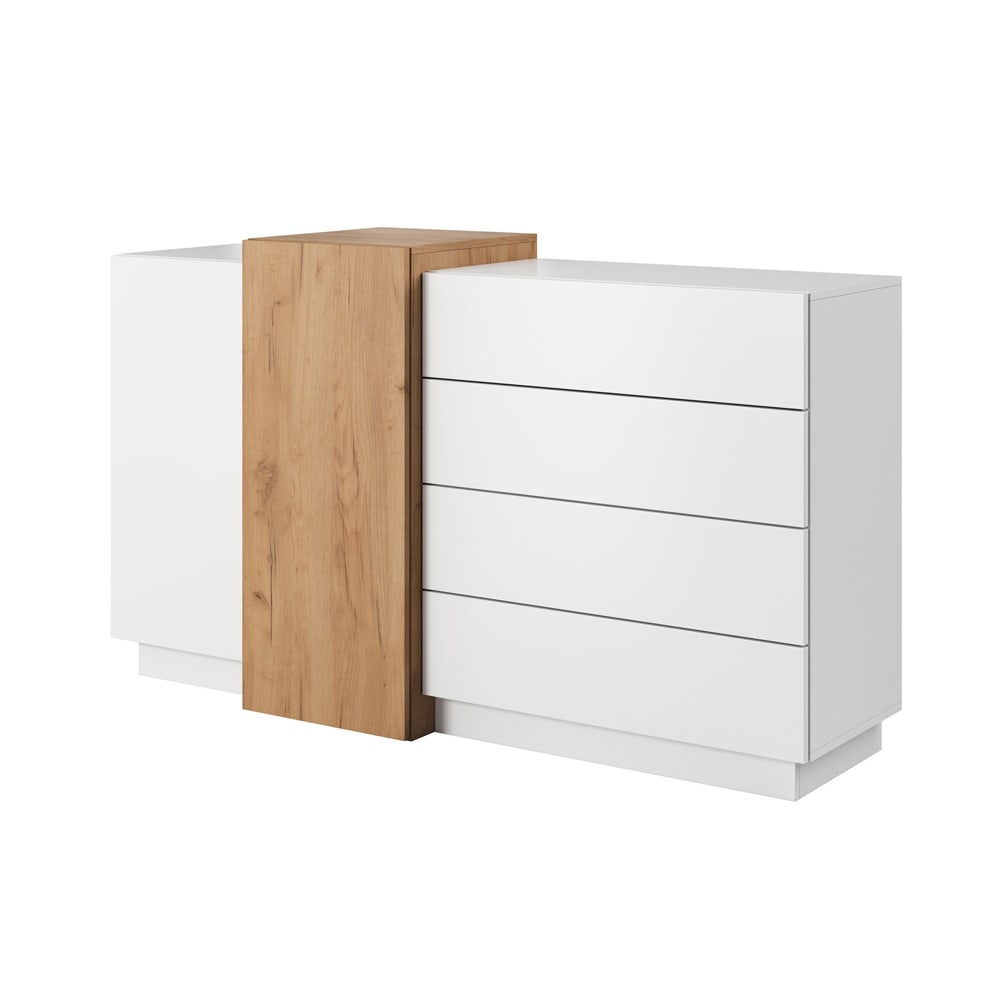 Feldmann-Wohnen Kommode Triest aus Holz 160x45x93,5cm, weiß / Gold Craft Oak style modern - Spanplatte