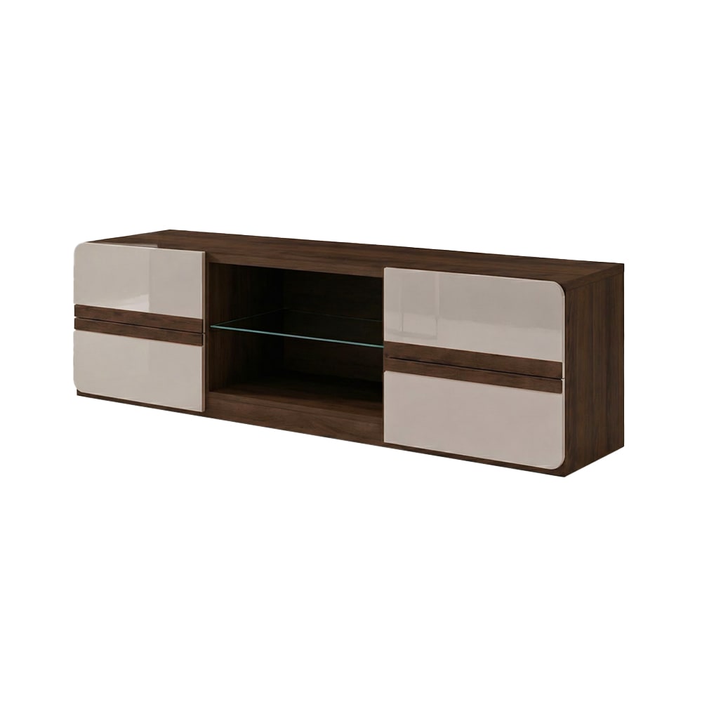 Feldmann-Wohnen Lowboard mit Schubladen 145x41x43cm Eiche Sonoma dunkel sandgrau Hgl style modern Braun Spanplatte