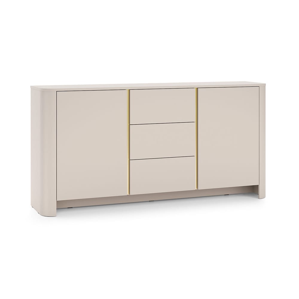 Feldmann-Wohnen Sideboard Bari mit Türen und Schubladen, Kaschmir 168x39x84cm style modern Beige Spanplatte
