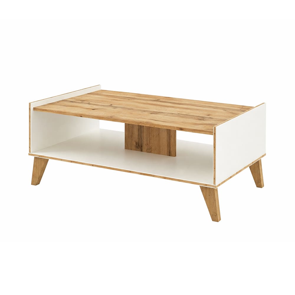 Feldmann-Wohnen Couchtisch Skandi mit Ablagefläche 108x60x44cm, weiß / Eiche Wotan style modern - Spanplatte