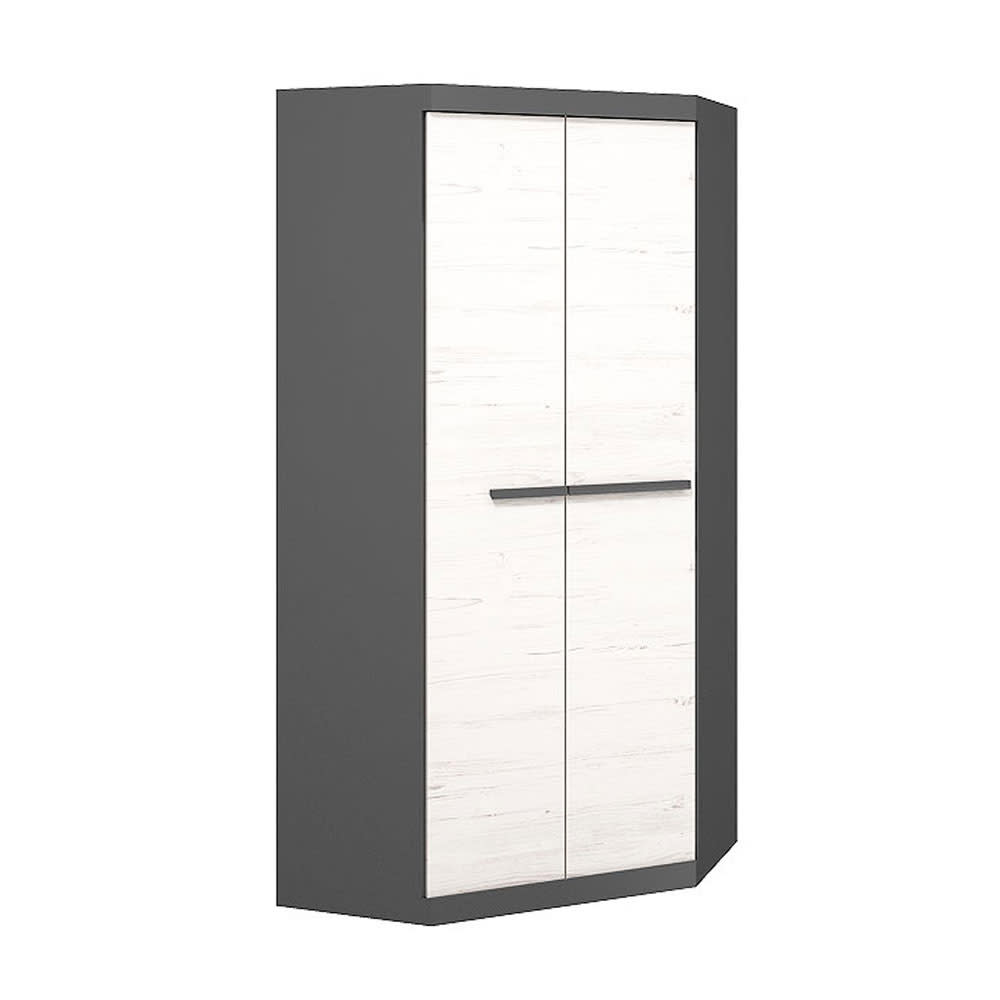 Feldmann-Wohnen Eckschrank Trend mit Türen 93x93x194cm graphit / Andersen Kiefe style modern Grau Spanplatte