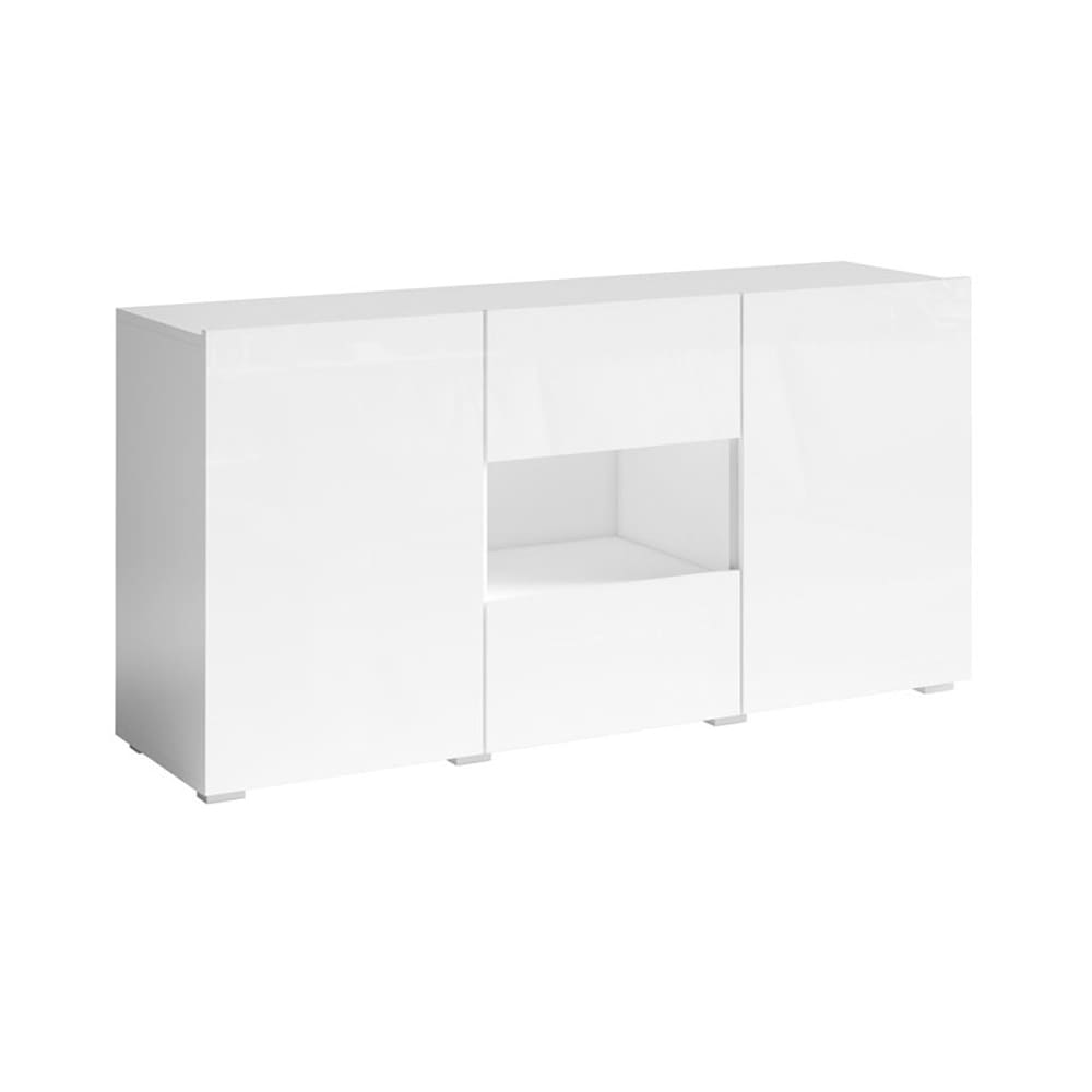 Feldmann-Wohnen Kommode mit Türen und Schublade aus Holz, 136,5x37,5x69cm, weiß style modern - Spanplatte