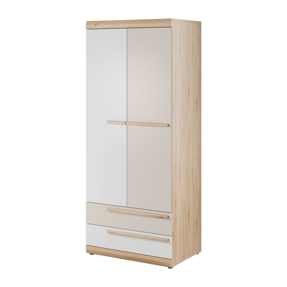 Feldmann-Wohnen Kleiderschrank Happy 80x54x194cm Eiche Bernstein weiß Champangerfarben style modern Braun Spanplatte