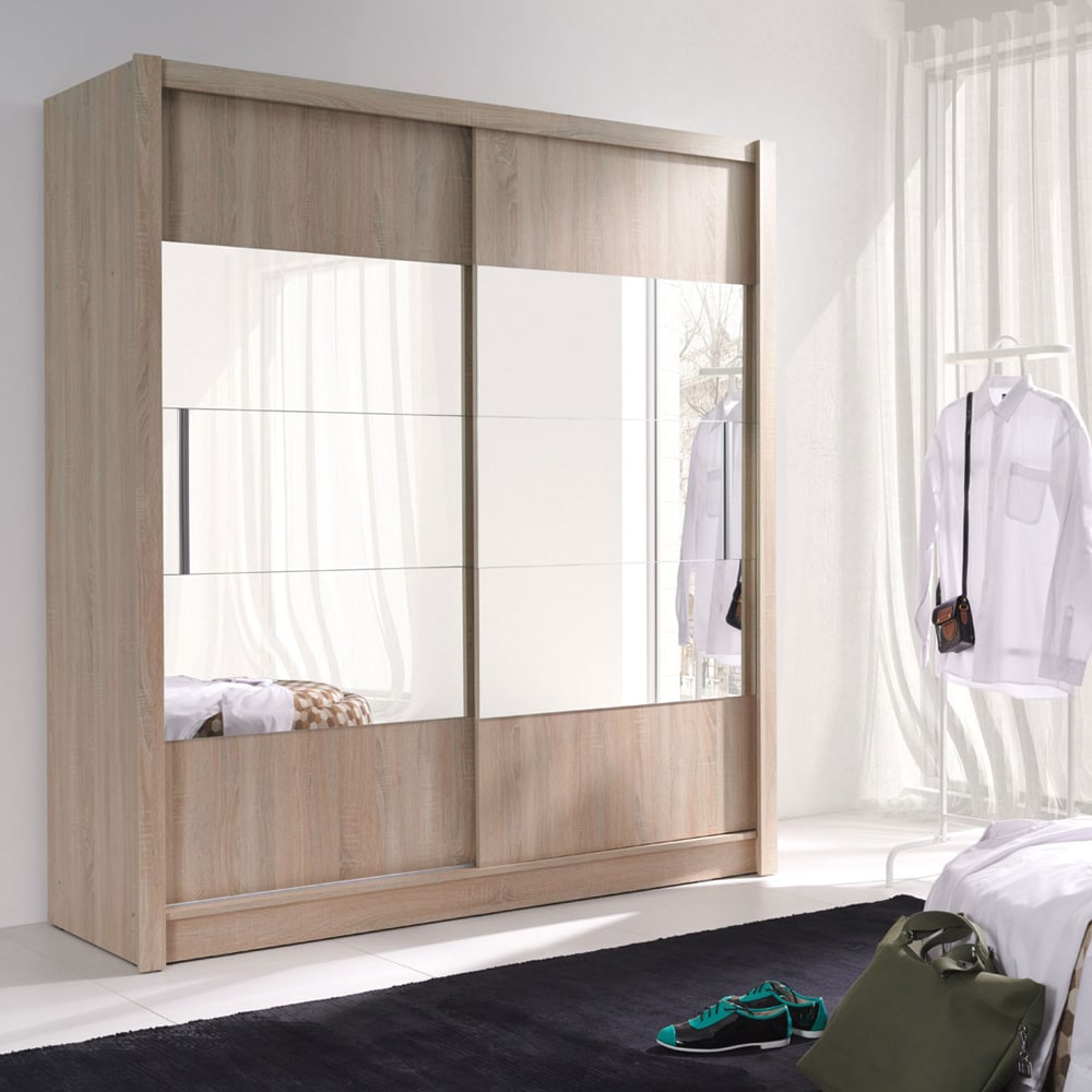 Schwebetürenschrank mit Türen aus Holz 184x61,5x200cm, Eiche