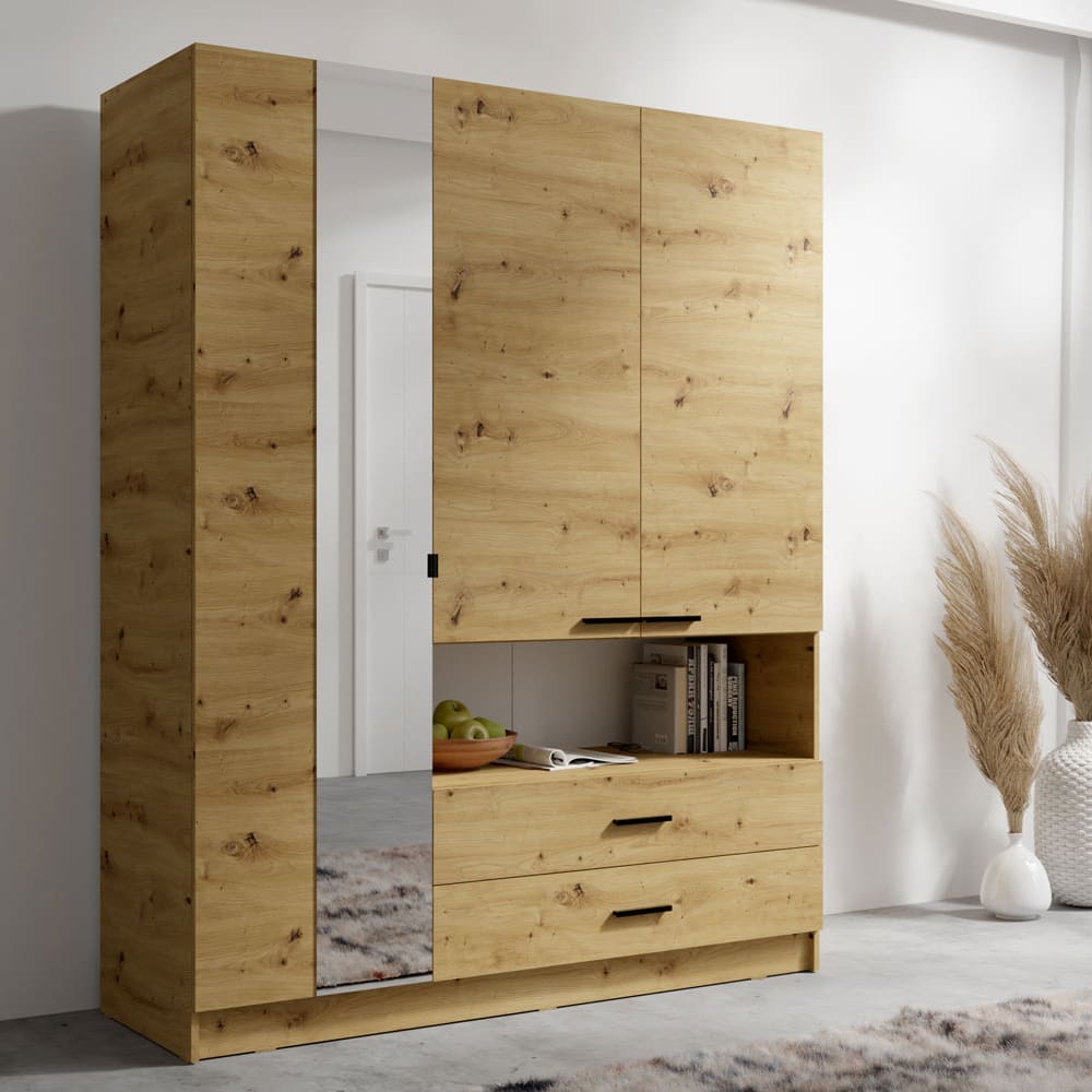 Kleiderschrank Turin mit Türen 158x54x200cm Eiche Artisan -