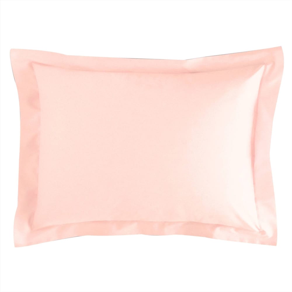 Taie volant en coton rose thé 50x70cm