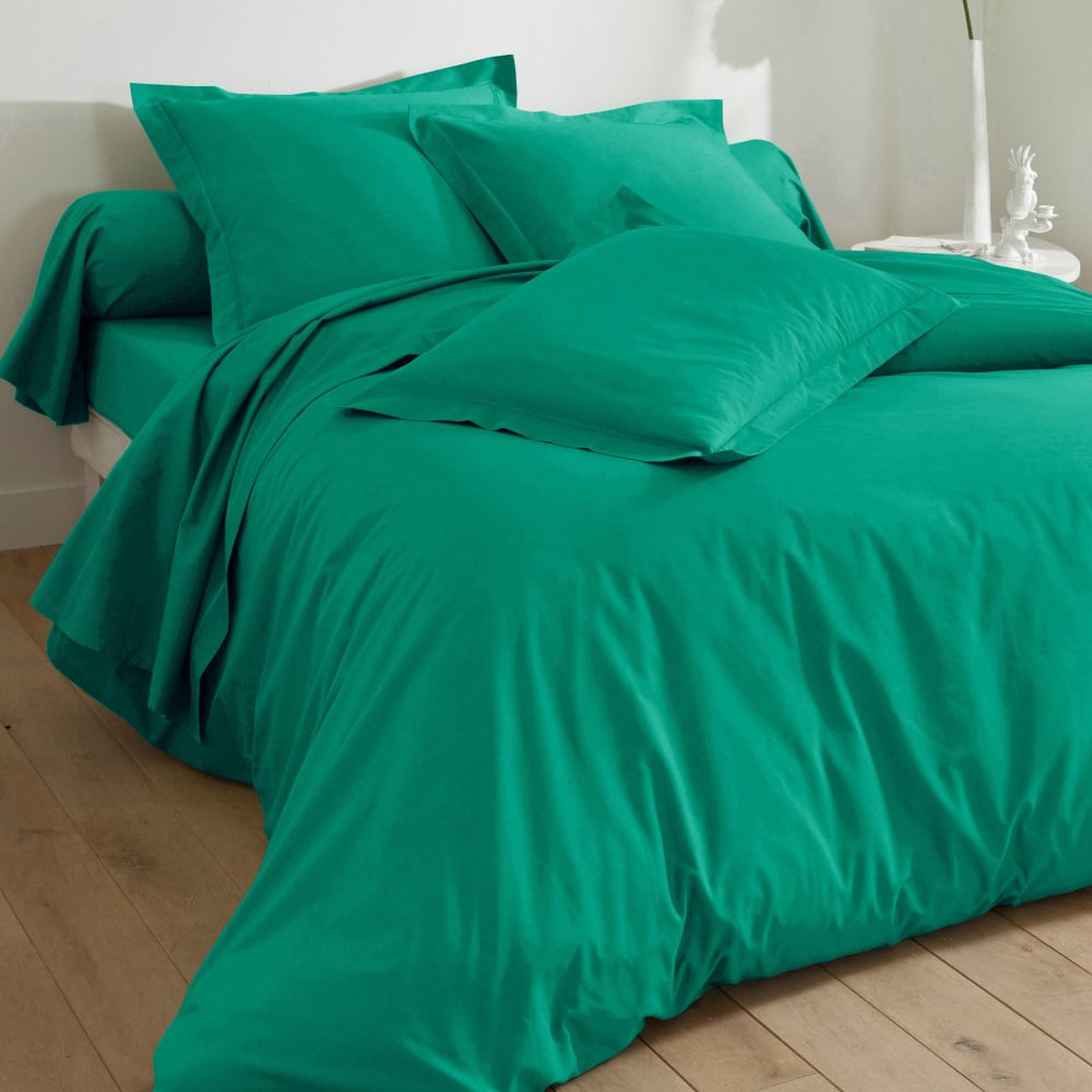 Taie volant en coton vert émeraude 63x63cm — vue 3
