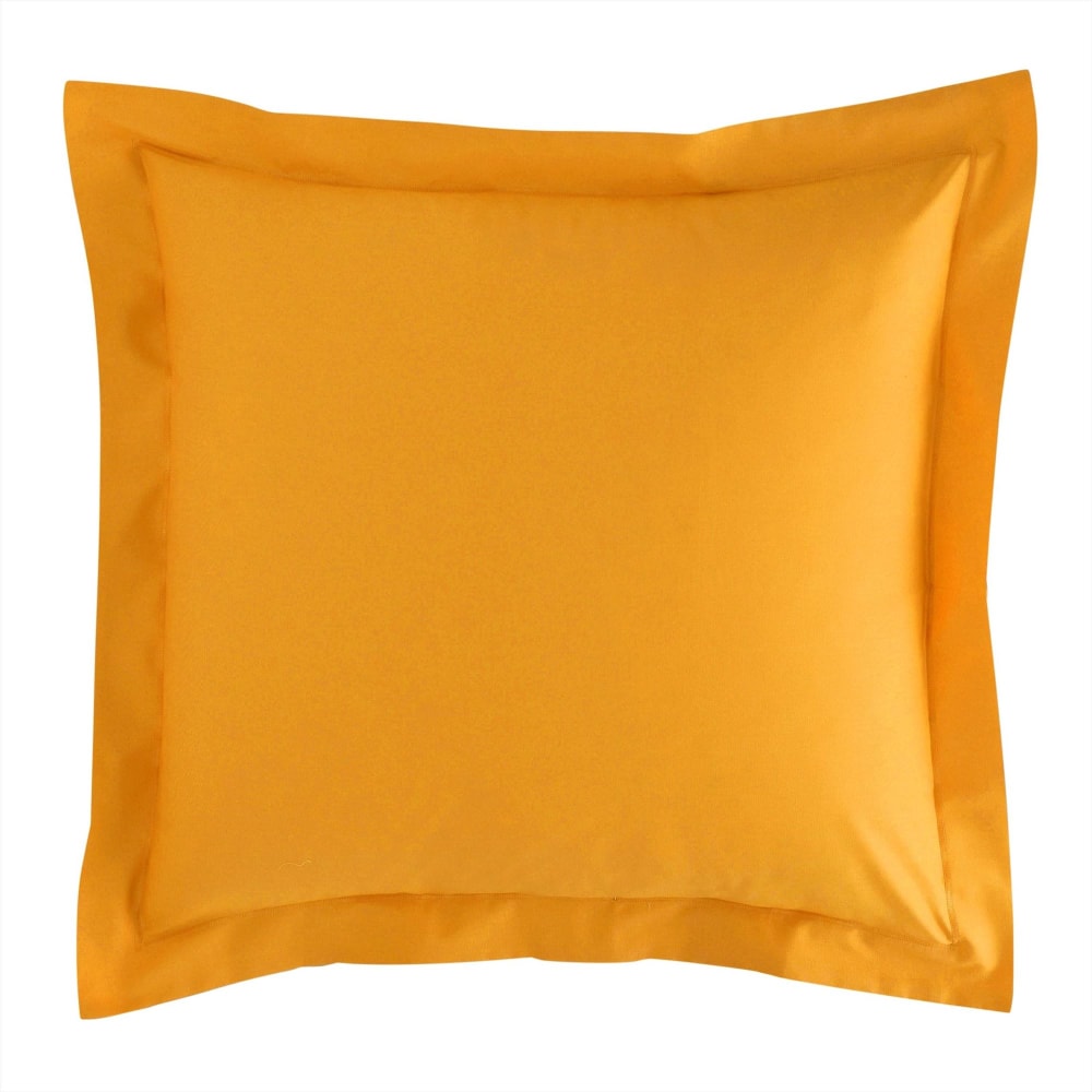 Taie volant en coton jaune curcuma 63x63cm