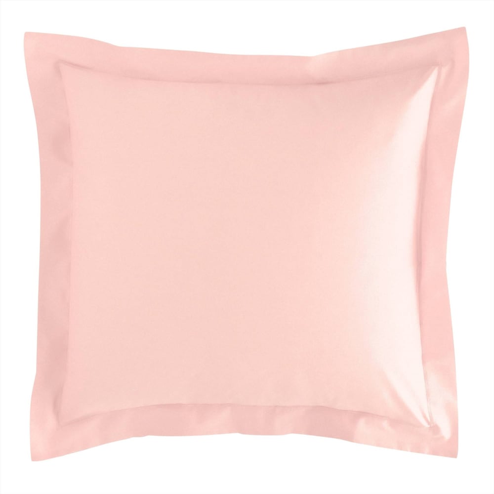 Taie volant en coton rose thé 63x63cm