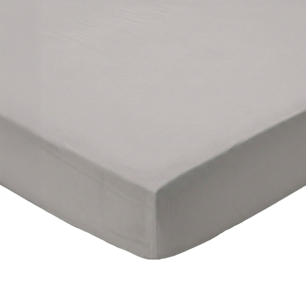 Drap-housse en coton gris 140x190x28cm
