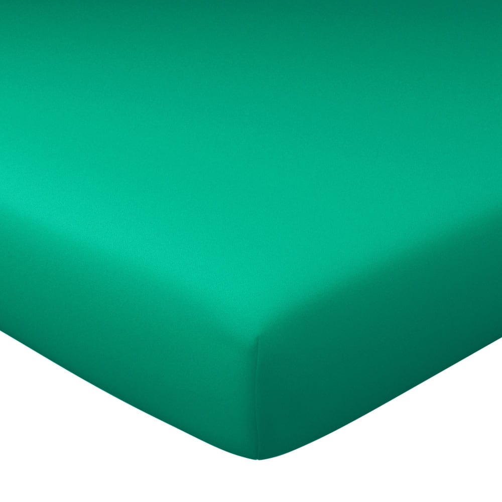 Drap-housse en coton vert émeraude 90x200x28cm