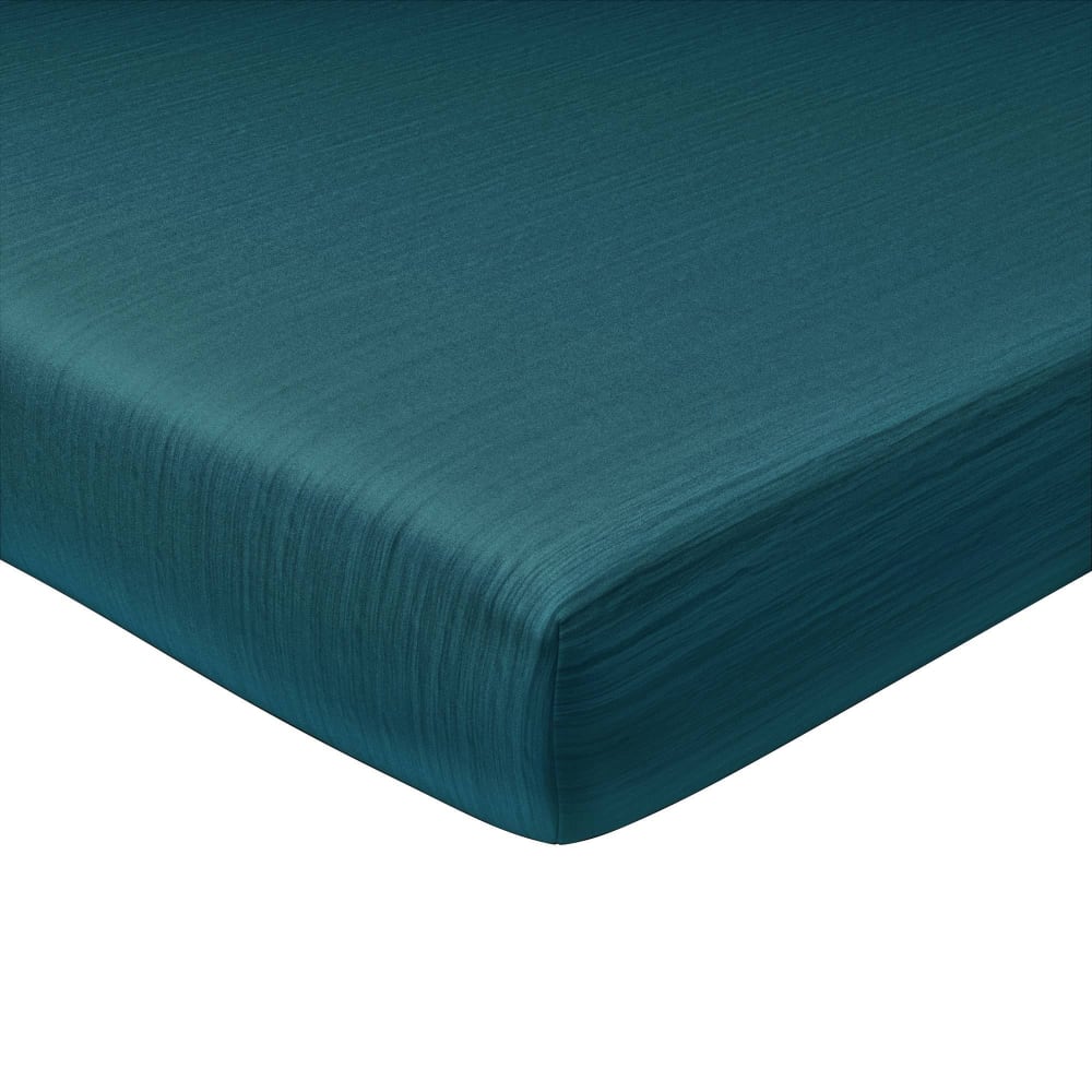 Drap-housse grand bonnet en coton bleu canard 180x200x32 cm