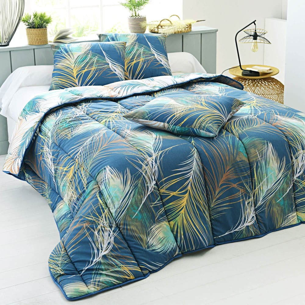 Couette chaude en polyester bleu 200x200cm
