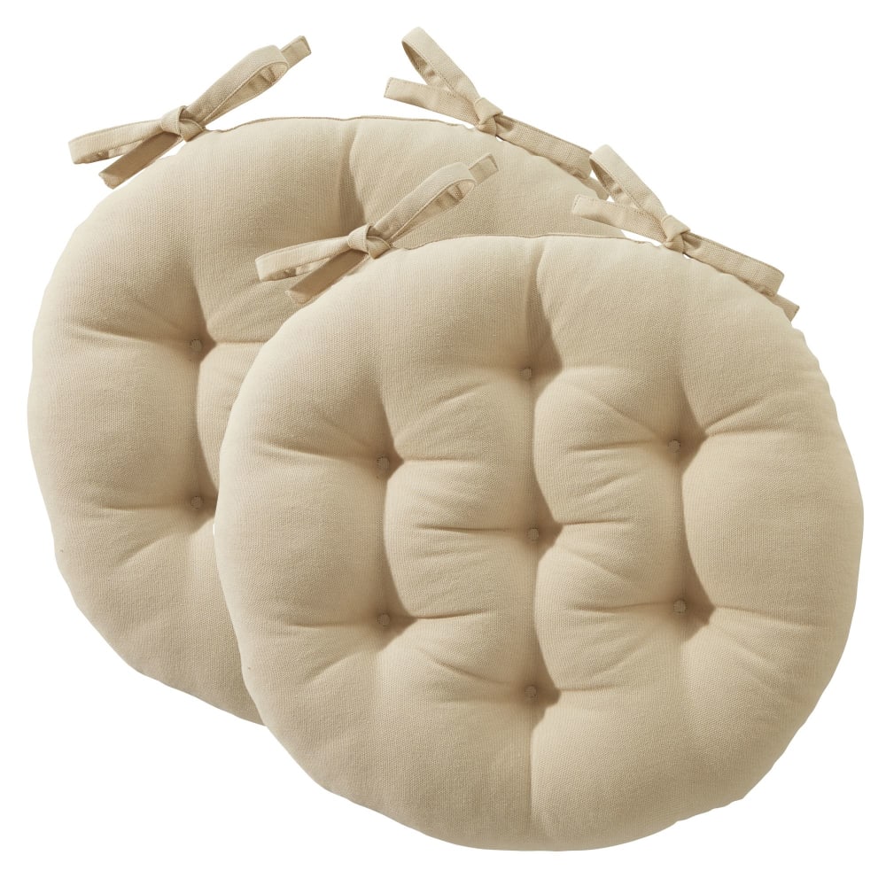 Lot de 2 Galettes en coton beige ronde diam 40cm