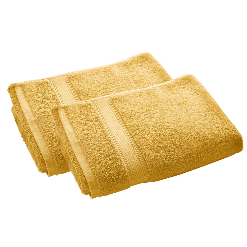Lot de 2 serviettes de toilette en coton jaune miel 50x100