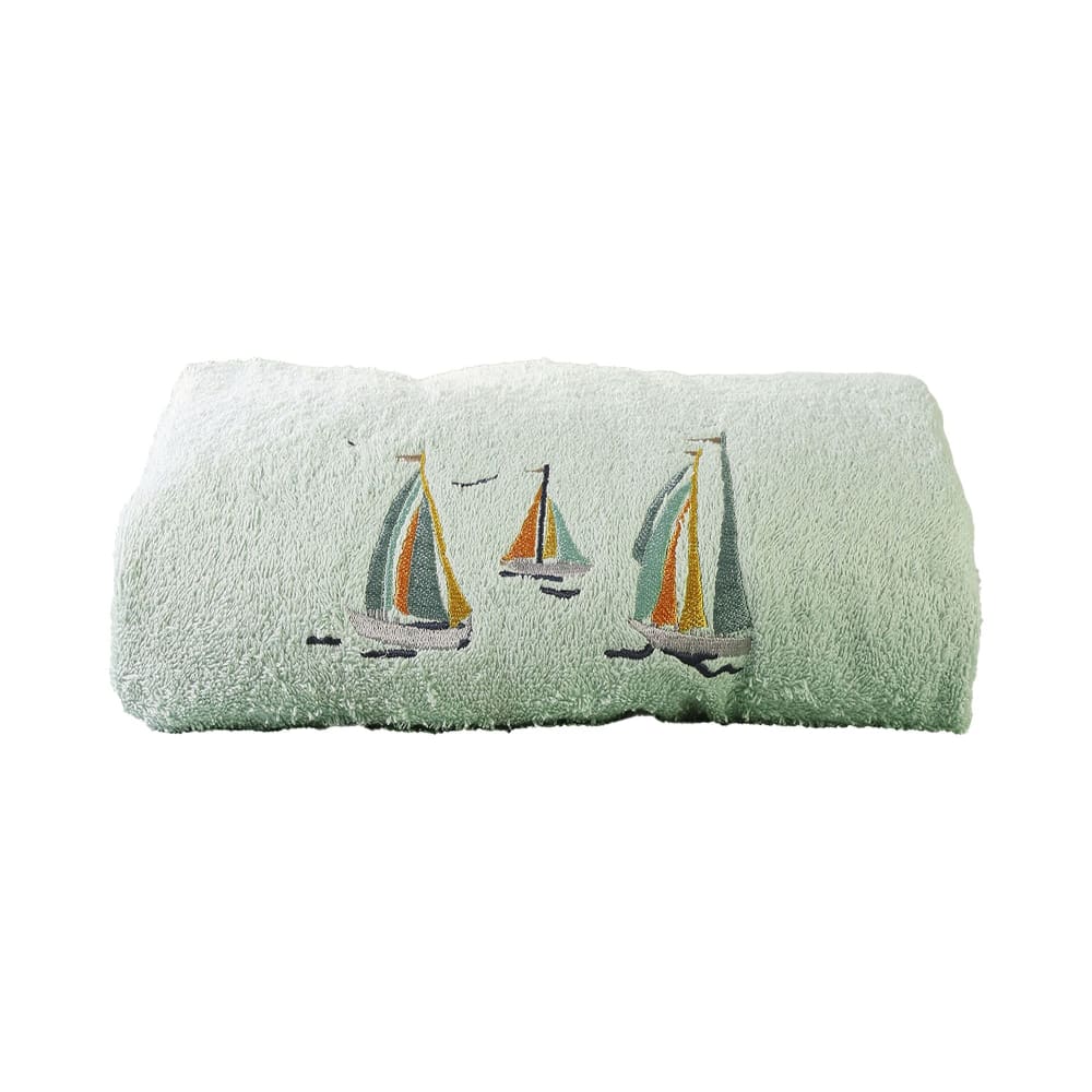 Serviette de toilette en coton vert d'eau 50x90cm