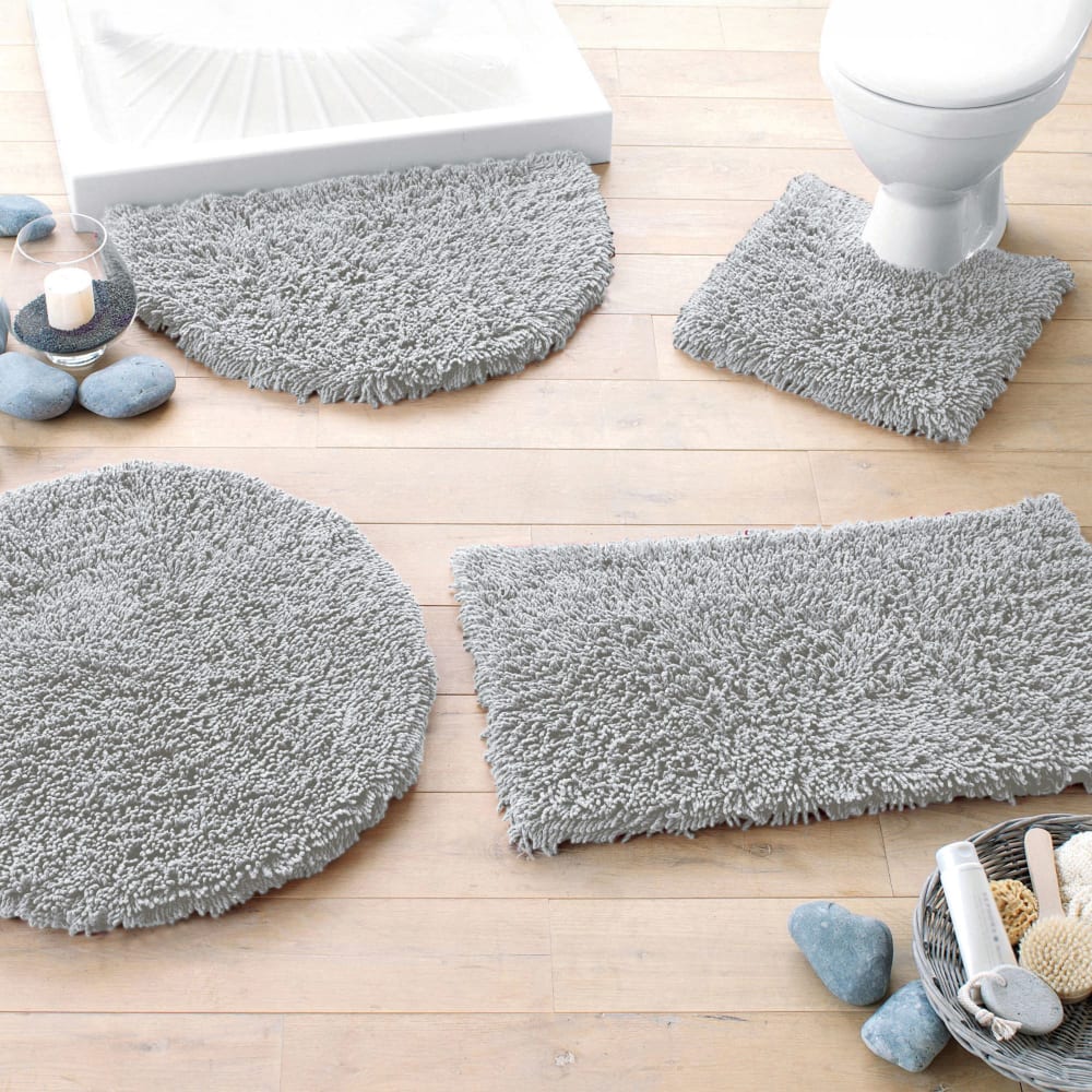 Tapis 1/2 lune en coton gris 55x85cm — vue 3