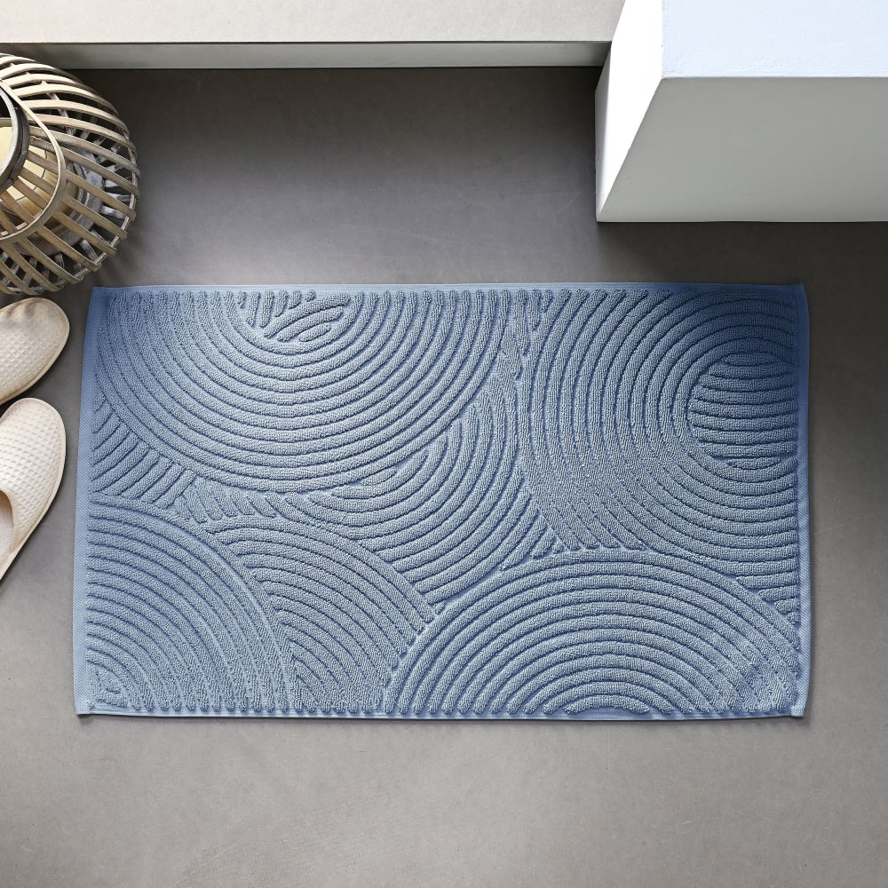 Tapis de bain en coton 1000 g/m² bleu tempête 60x120cm Tapis de bain en coton 1000 g/m² bleu tempête 60x120cm