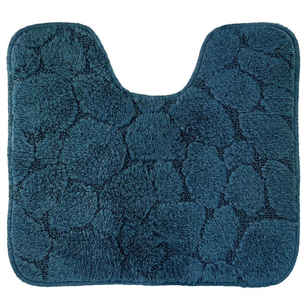 Tapis contour wc en coton bleu orage 50x45cm