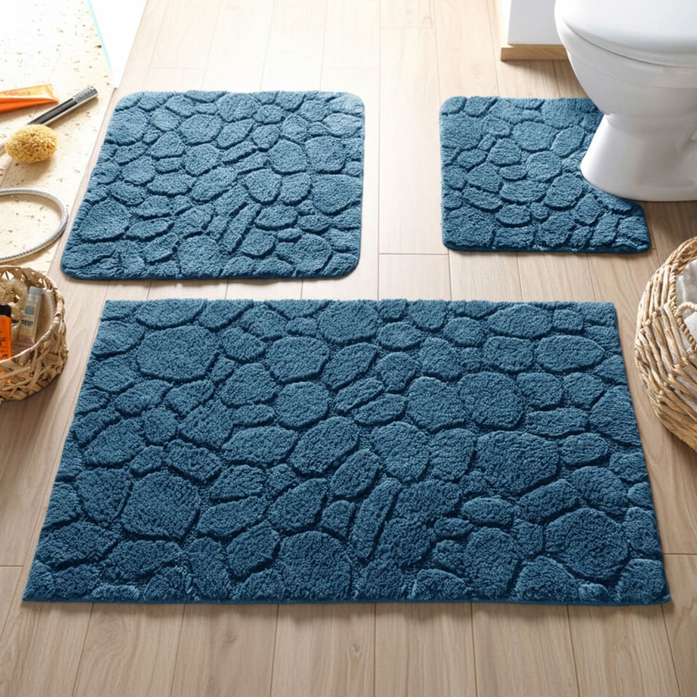 Tapis contour wc en coton bleu orage 50x45cm — vue 3