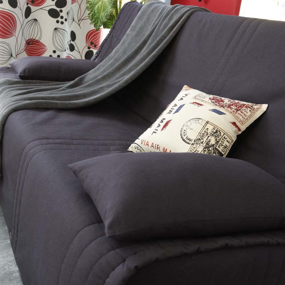 Housse de coussin en coton gris 35x60cm — vue 4