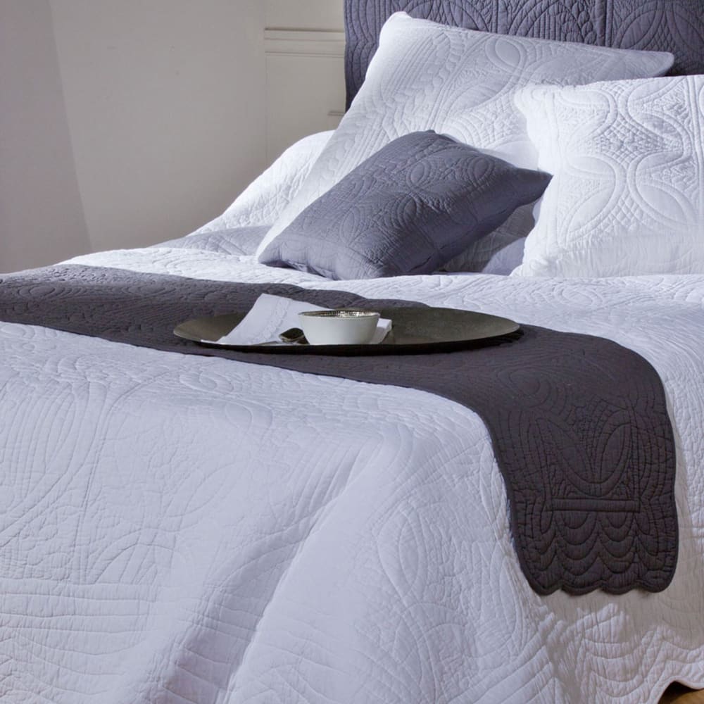 Chemin de lit en coton gris foncé 50x200cm