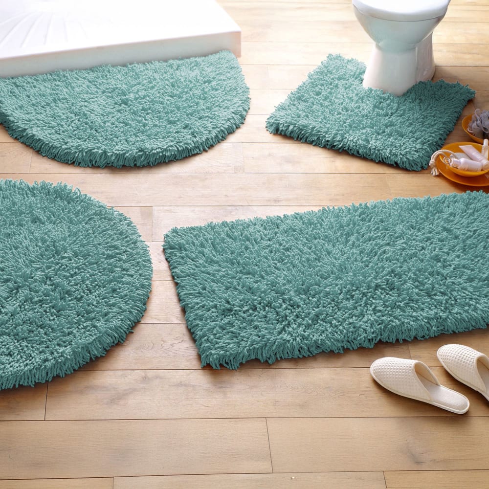 Tapis contour wc en coton vert céladon 50x50cm — vue 3