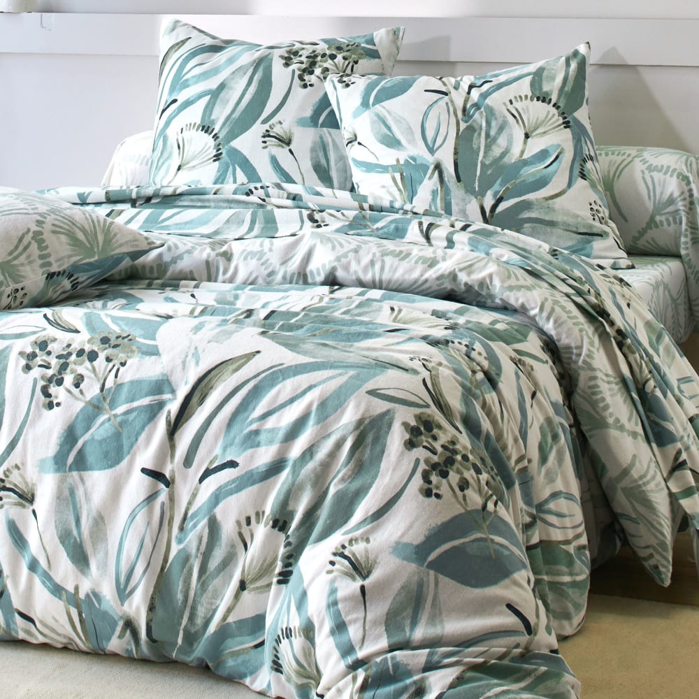 Housse de couette en coton vert pâle 240x220cm — vue 3