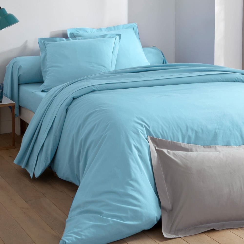 Housse de couette en coton bleu nuage 140x200cm