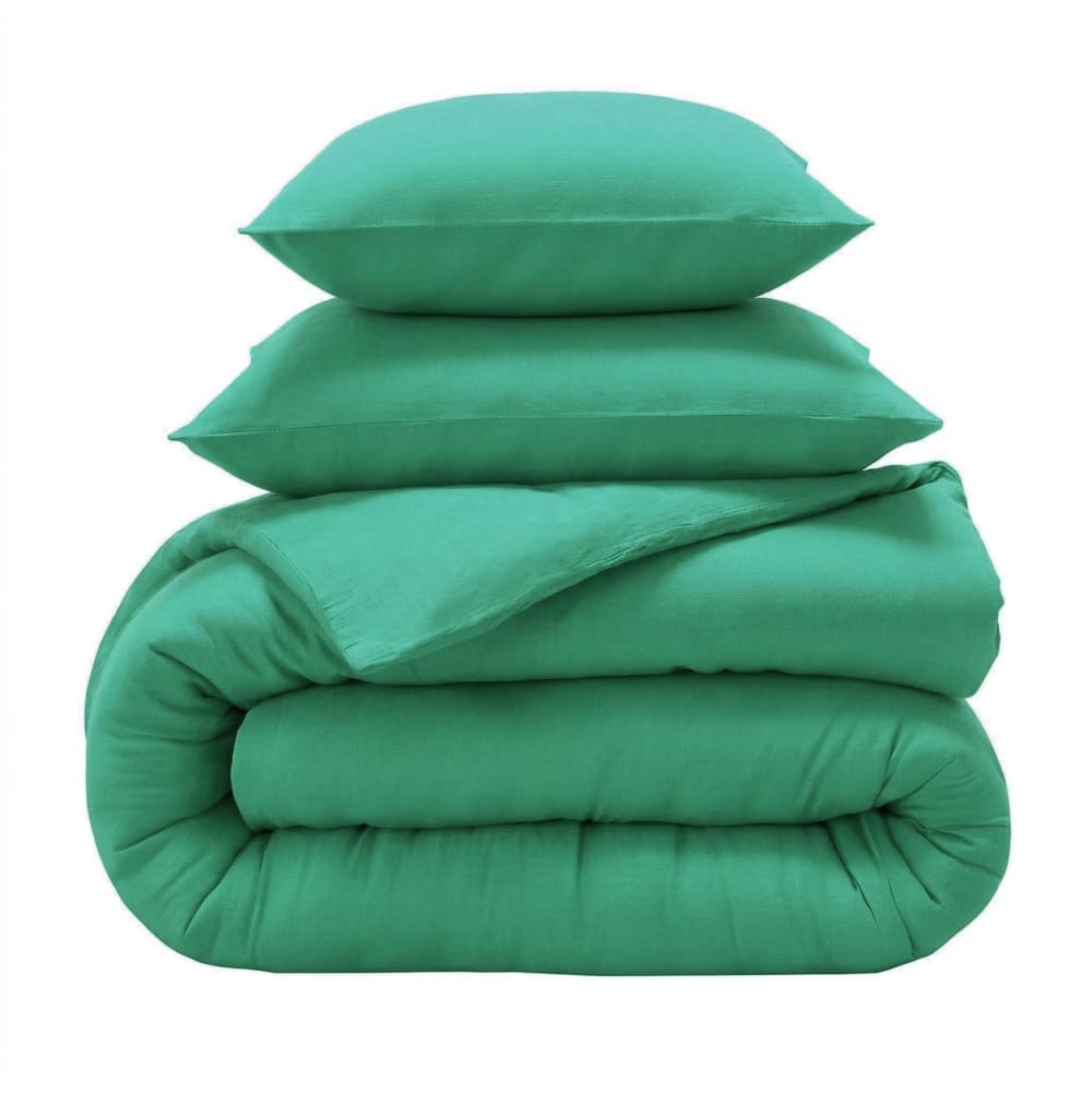 Housse de couette en coton vert émeraude 140x200cm