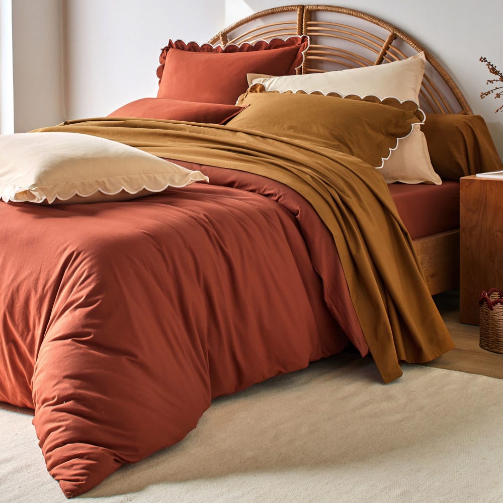 Housse de couette en coton vert bronze 260x240cm — vue 4