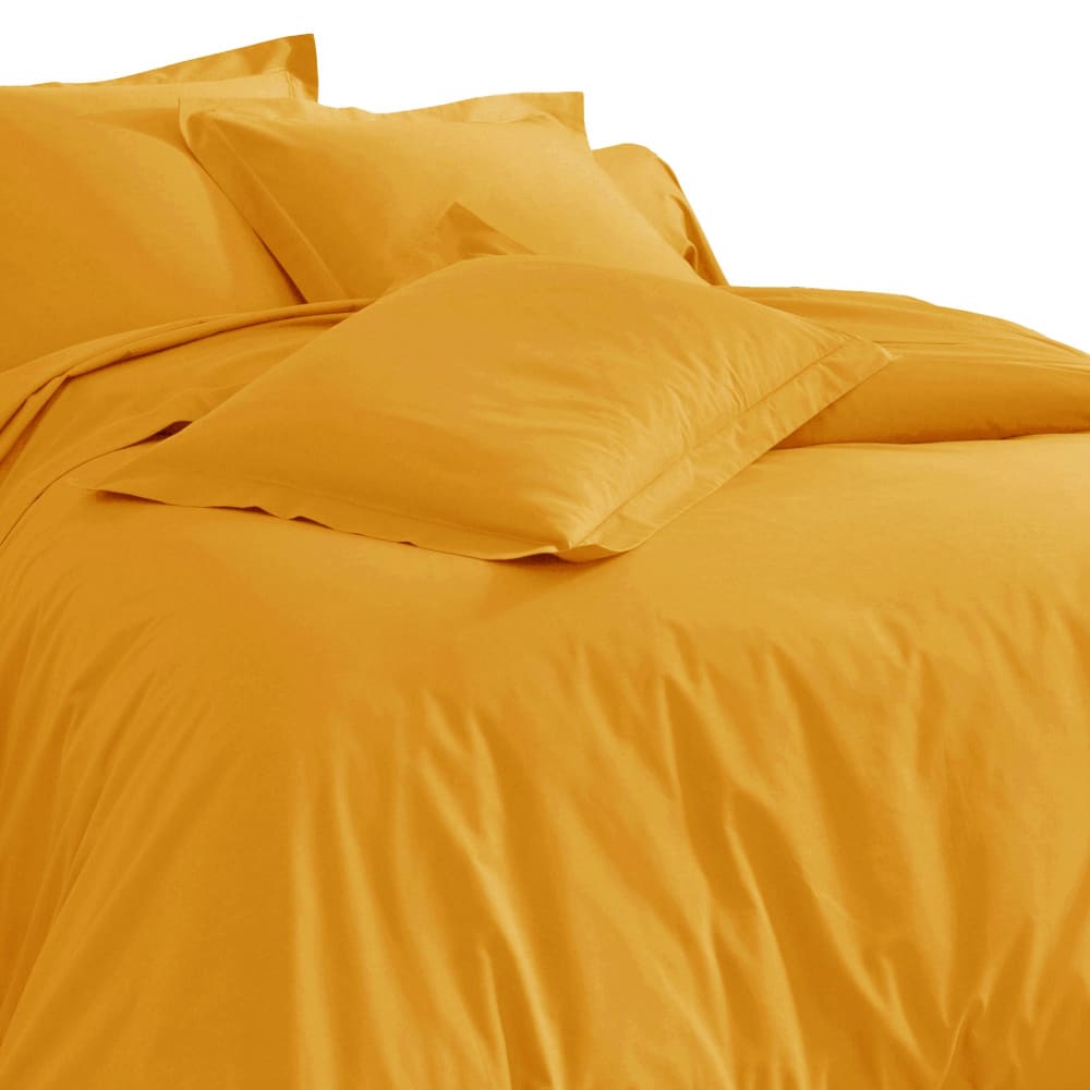 Housse de couette en coton jaune curcuma 140x200cm — vue 4