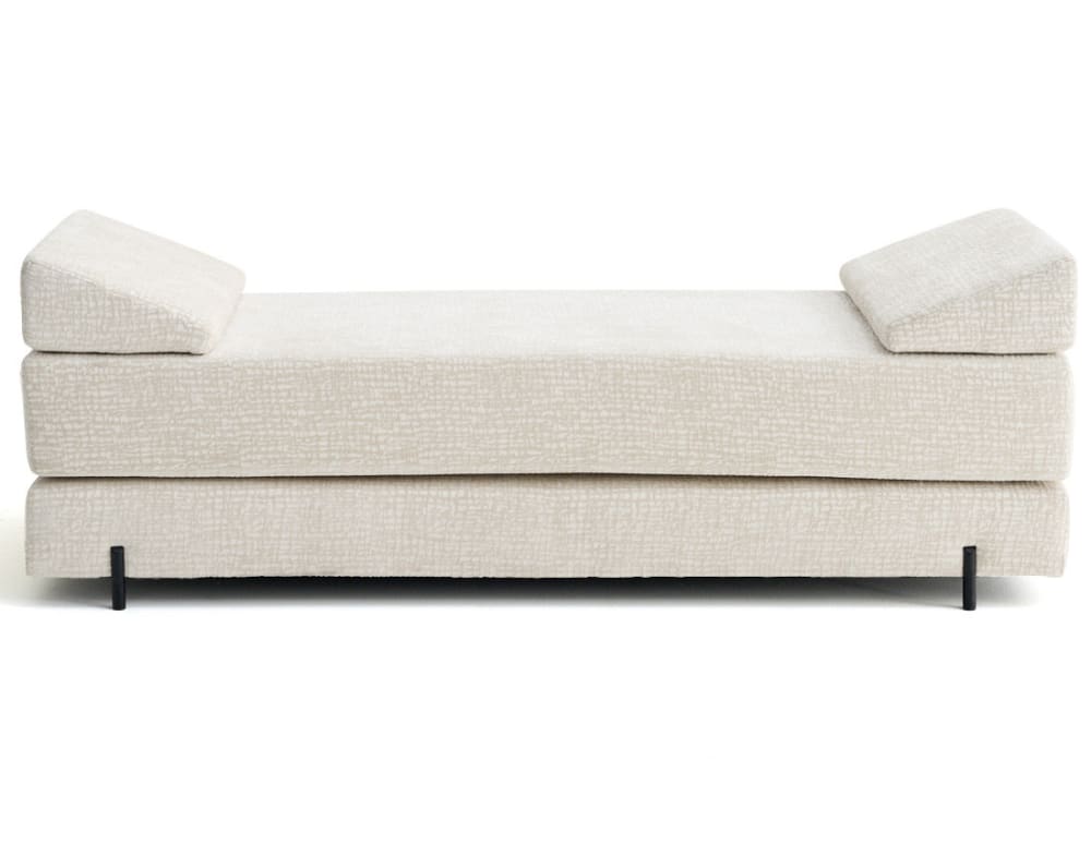 Canapé droit convertible 3 places en tissu velours relief ecru