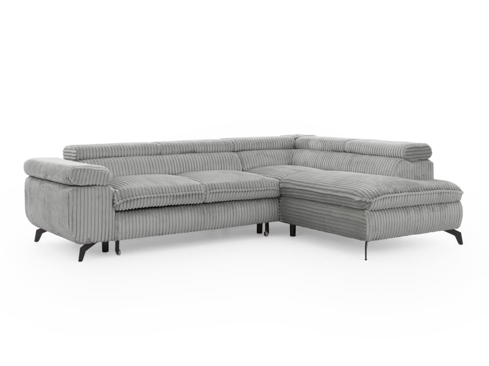 Canapé d’angle convertible, tissu corduroy avec appuie-têtes réglables