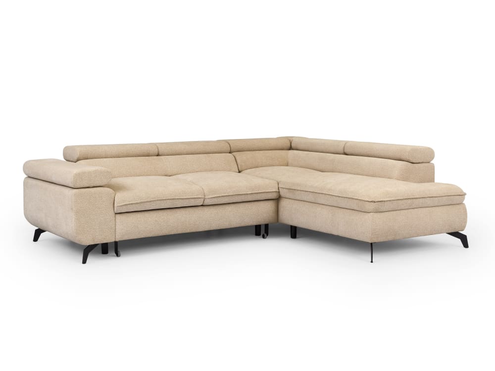 Canapé d’angle convertible, tissu chenille avec appuie-têtes réglables