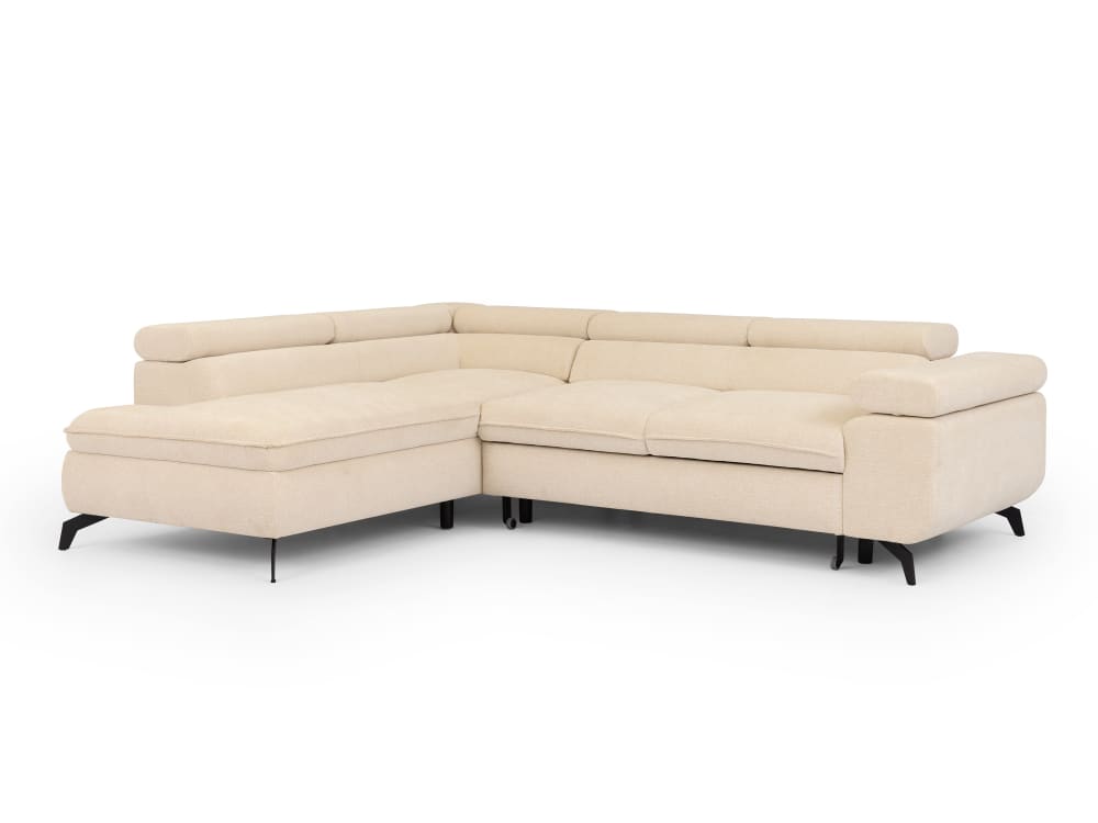 Canapé d’angle convertible, tissu chenille avec appuie-têtes réglables